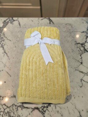 Kindlier Cotton Hand Towels New Textured Solid Yellow